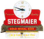 “STEGMAIER GOLD MEDAL BEER” LIGHT-UP SIGN WITH CLOCK.