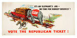 FULL COLOR 1932 GOP POSTER WITH FAMOUS “ELEPHANT'S JOB/NO DONKEY BUSINESS” SCENE.
