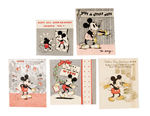 MICKEY MOUSE 5 HALL BROTHERS OR HALLMARK CARDS, 1934-1936.