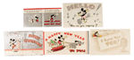 MICKEY MOUSE 5 HALL BROTHERS OR HALLMARK CARDS, 1934-1936.