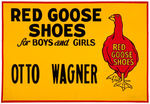 "RED GOOSE SHOES FOR BOYS AND GIRLS" EMBOSSED TIN LITHO STORE SIGN.