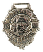 "HARRISON HUSTLERS 1888" JUGATE WATCH FOB OF STEEL.