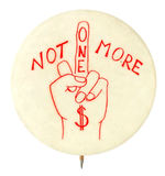 RARE ANTI-VIETNAM WAR BUTTON WITH CARTOON OF HAND MAKING OBSCENE GESTURE.