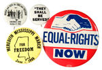 GROUP OF FOUR SCARCE CIVIL RIGHTS BUTTONS.