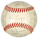 1955 CLEVELAND INDIANS SIGNED BASEBALL WITH 28 SIGNATURES.