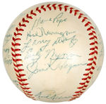 1955 CLEVELAND INDIANS SIGNED BASEBALL WITH 28 SIGNATURES.