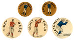 BASEBALL TEAM POSITIONS FIVE EARLY BUTTONS.