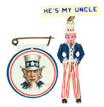 UNCLE SAM RARE BADGES FROM WWI AND WWII.