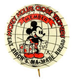 "MICKEY MOUSE GLOBE TROTTERS MEMBER" BUTTON WITH SCARCE IMPRINT.