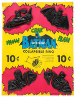 “OFFICIAL BATMAN COLLAPSIBLE RING” GUMBALL MACHINE CARD WITH RINGS.