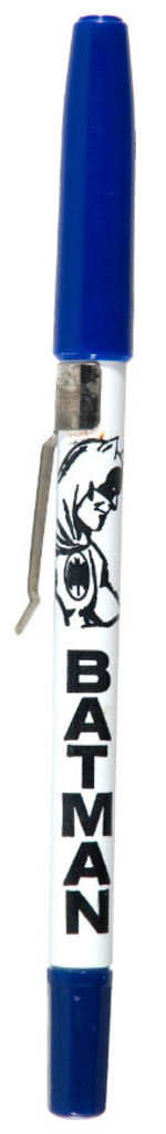 “BATMAN PEN” NESTLÉ QUIK PREMIUM PEN WITH NEWSPAPER AD.