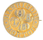 "HARRISON MORTON" WITH "1888" ON FOUR-LEAF CLOVER PIN.