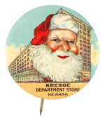 RARE 1.5" SANTA ISSUED BY "KRESGE/DEPARTMENT STORE/NEWARK."