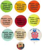 TEN SATIRICAL ANTI-POLICE BUTTONS C. 1968.