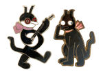 KRAZY KAT ENAMEL ON BRASS PIN PAIR.