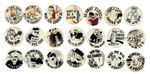 CIGARETTE GIVE-AWAY CARTOON BUTTONS GROUP OF 21.