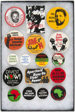 GROUP OF 17 ANTI-APARTHEID BUTTONS