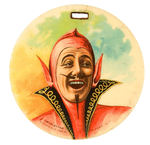 MAN IN DEVIL'S COSTUME 1902 DOUBLE-SIDED CELLULOID FOB.