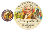 PAIR OF EARLY KENTUCKY BUTTONS PICTURING RACE HORSE AND DANIEL BOONE.