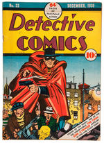 "DETECTIVE COMICS NO. 22" DECEMBER 1938 FIRST CRIMSON AVENGER APPEARANCE.