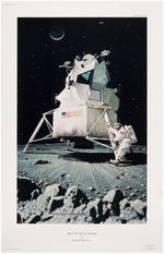 NORMAN ROCKWELL "MAN'S FIRST STEP ON THE MOON" ART PRINT.