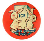 "PETER AND PENELOPE" UNUSUAL ICE INDUSTRY NYWF 1940 BADGE.