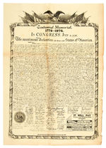 “CENTENNIAL MEMORIAL 1776-1876” FACSIMILE OF DECLARATION OF INDEPENDENCE.