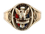 RARE "EAGLE SCOUT" RING IN "10K" GOLD PLUS ORIGINAL NOTIFICATION LETTER FROM 1942.