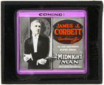 BOXING CHAMPION JAMES "GENTLEMAN JIM" CORBETT "THE MIDNIGHT MAN" GLASS MOVIE SERIAL SLIDE.