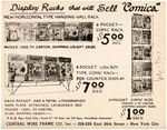 COMIC BOOK DISPLAY RACK PROMOTIONAL FLYER FEATURING GOLDEN AGE COMICS.