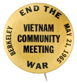 EARLY DATED BERKELEY CALIFORNIA ANTI-WAR BUTTON.