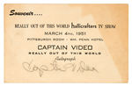 “CAPTAIN VIDEO” SIGNED SOUVENIR POSTCARD.