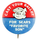 DENNIS THE MENACE BUTTON TO GET OUT THE VOTE 1968 FROM HAKE COLLECTION & CPB.