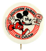 MICKEY MOUSE "SOUTHERN DAIRIES ICE CREAM" RARE BUTTON FROM HAKE COLLECTION AND CPB.