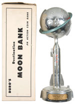 “DESTINATION MOON” CAST METAL BOXED BANK BY DURO.