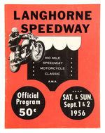 "LANGHORNE SPEEDWAY" 1956 OFFICIAL MOTORCYCLE PROGRAM.