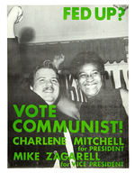 "VOTE COMMUNIST" 1968 JUGATE POSTER OF FEMALE CANDIDATE MITCHELL WITH ZAGARELL FOR VP.