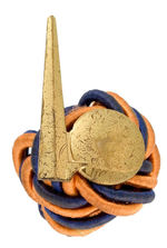 BOY SCOUT KERCHIEF SLIDE FEATURING BRASS TRYLON AND PERISPHERE.