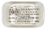 “LOVELL DIAMOND CYCLES” GLASS PAPERWEIGHT.