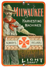 “MILWAUKEE HARVESTING MACHINES LIGHT DRAFT” TIN LITHO MATCH SAFE.