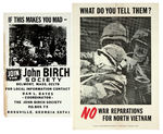 RARE 1967 JOHN BIRCH SOCIETY RECRUITMENT SIGN PLUS Y.A.F. ANTI-NORTH VIETNAM POSTER.