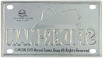 MARX MINIATURE MARVEL LICENSE PLATE SET FEATURING SPIDER-MAN, CAPTAIN AMERICA & THE THING.