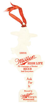 “MILLER HIGH LIFE BEER” LARGEST VERSION CHOICE COLOR CELLULOID HANGER.