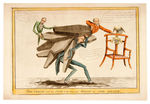 HAND-COLORED 1828 PRESIDENTIAL CAMPAIGN SATIRICAL ANTI-ADAMS CARTOON PRINT.