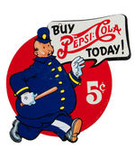 “PEPSI-COLA” COPS LARGE AND SMALL DIE-CUT SIGN PAIR.