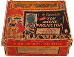 EXCEL JOLLY THEATER 16MM PROJECTOR WITH 3 STOOGES FILMS.