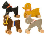 FLOCKED WOOD PULL TOYS.