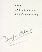 SCIENCE FICTION AUTHORS POUL ANDERSON/DOUGLAS ADAMS/ROBERT SILVERBERG SIGNED BOOK TRIO.