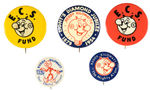 REDDY KILOWATT TRIO OF RARE BUTTONS PLUS TWO CLASSICS.