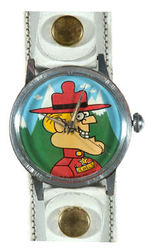 RARE "DUDLEY DOO RIGHT" 17 JEWEL WATCH WITH HAND-PAINTED DIAL.